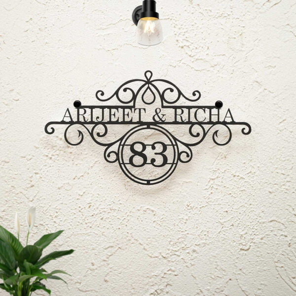 Personalized Ornate Weatherproof Name Plate with House Number
